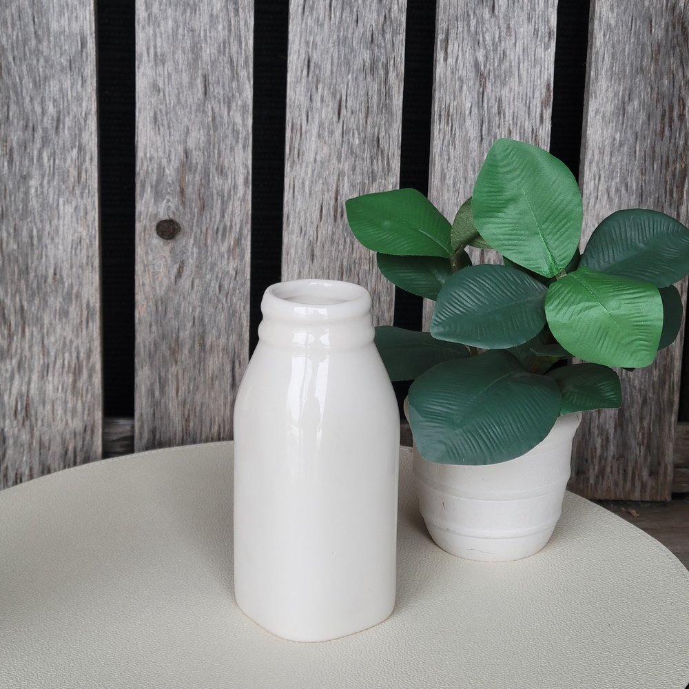 Rae Dunn White Ceramic Milk Bottle -HERE - Picture 3 of 7